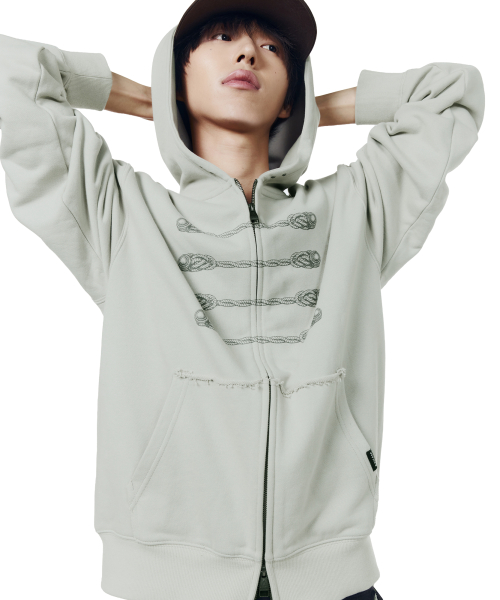 Napoleon Printed Zip-Up Hoodie (Mint)