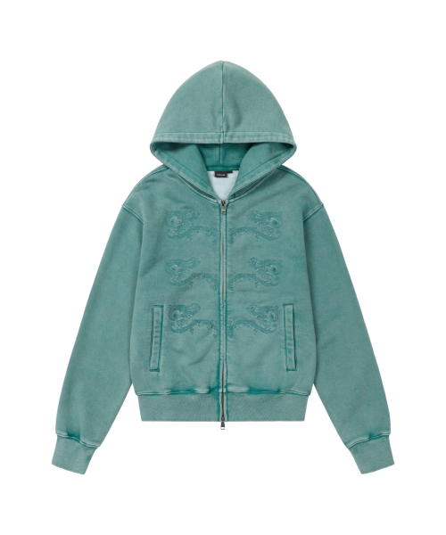 Napoleon Corded Zip-Up Hoodie (Teal)