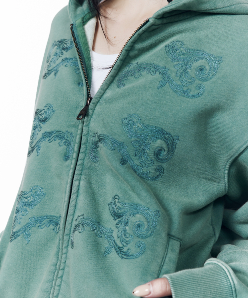 Napoleon Corded Zip-Up Hoodie (Teal)