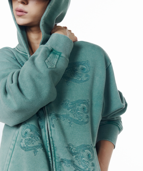 Napoleon Corded Zip-Up Hoodie (Teal)