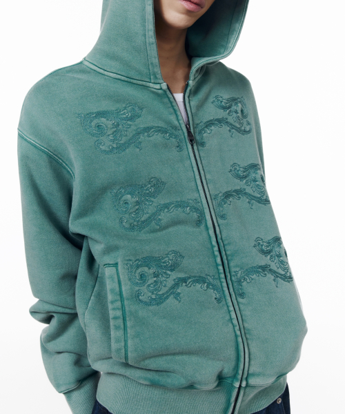 Napoleon Corded Zip-Up Hoodie (Teal)