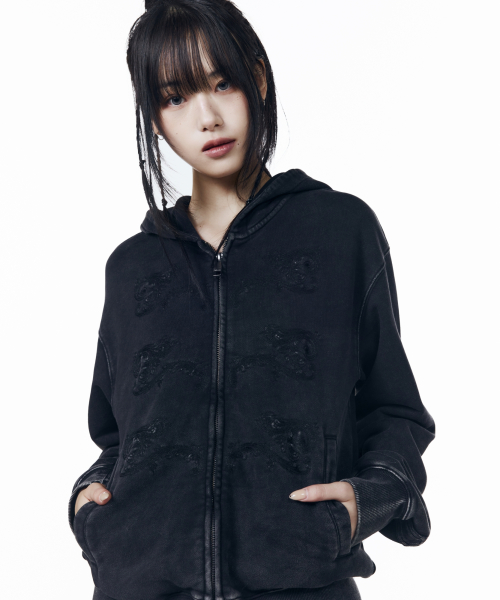Napoleon Corded Zip-Up Hoodie (Black)