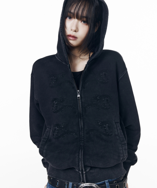 Napoleon Corded Zip-Up Hoodie (Black)
