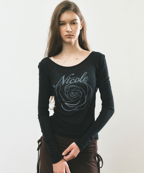 NICOLE ROSE LONG SLEEVE TOP_BLACK