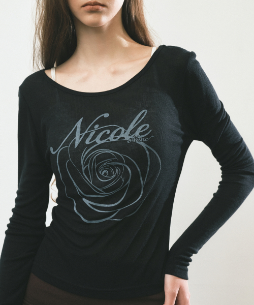 NICOLE ROSE LONG SLEEVE TOP_BLACK