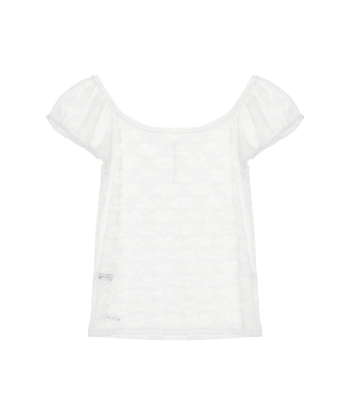 LACE SLEEVE BOAT NECK TOP_IVORY