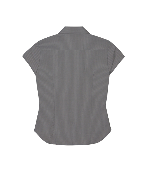 CAP SLEEVE STRIPE SHIRT_CHARCOAL