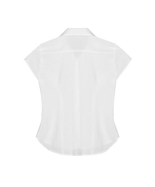 CAP SLEEVE STRIPE SHIRT_WHITE