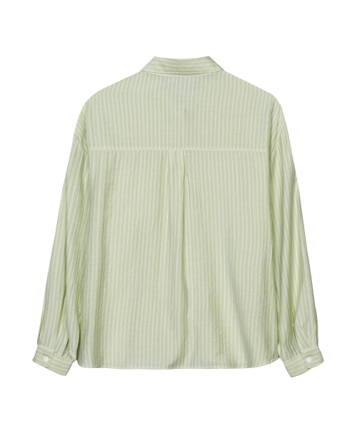 SHEER STRIPE OVERSIZED SHIRT_GREEN