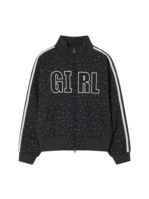 LEOPARD ZIP UP BLACK