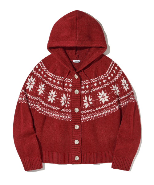 Nordic Hygge Hooded Cardigan_Red