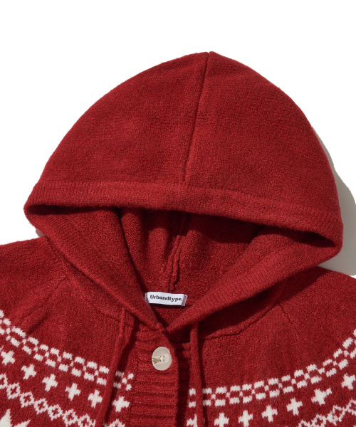 Nordic Hygge Hooded Cardigan_Red