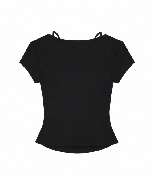 LACE LAYERED COWL TOP_BLACK