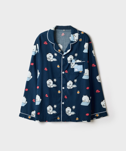 [DAMGOMI] Long Sleeve Pajama (RE)(Navy)_SPPPG49U01
