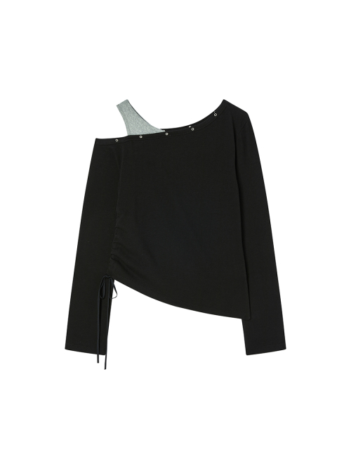 EYELET OFF SHOULDER L/S BLACK