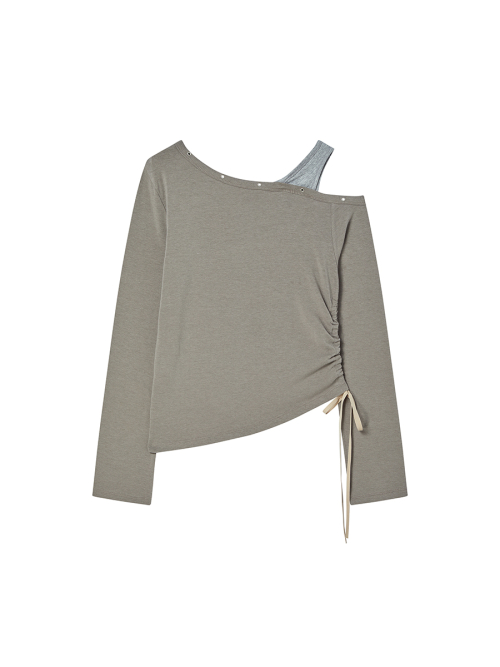 EYELET OFF SHOULDER L/S SAND