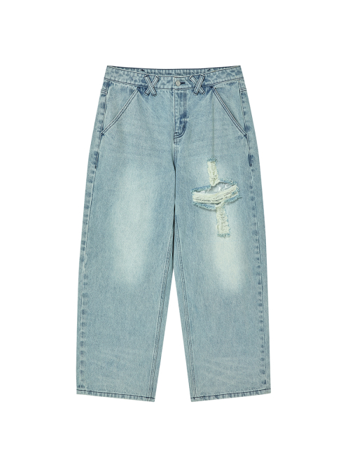 CROSS APLIQUE DENIM LIGHT BLUE