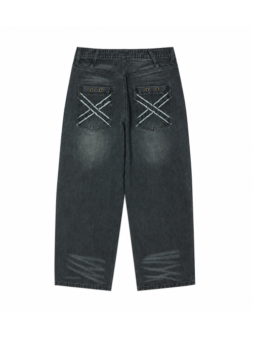 CROSS APLIQUE DENIM BLACK