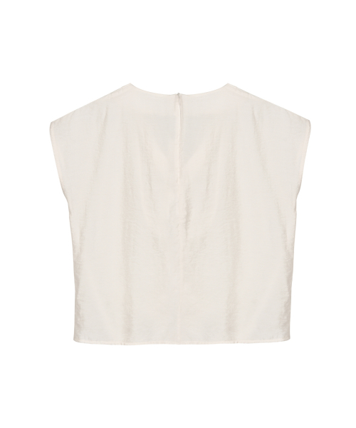 DRAPE NECK BLOUSE_CREAM