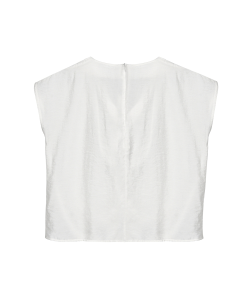 DRAPE NECK BLOUSE_WHITE