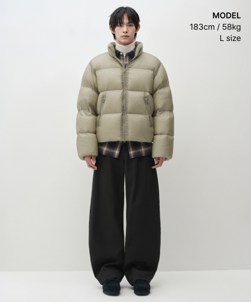 시어 립스탑 다운 숏 패딩 재킷