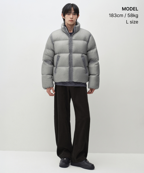 시어 립스탑 다운 숏 패딩 재킷