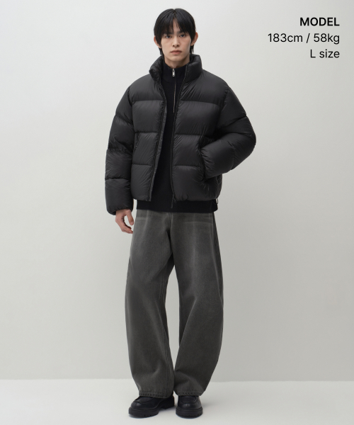 시어 립스탑 다운 숏 패딩 재킷