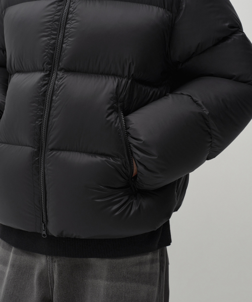 시어 립스탑 다운 숏 패딩 재킷