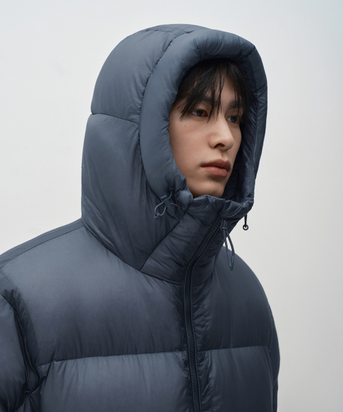 시어 립스탑 후디드 다운 재킷