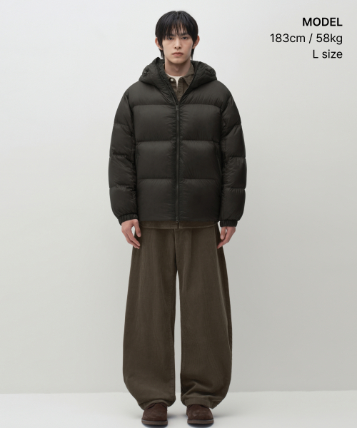 시어 립스탑 후디드 다운 재킷