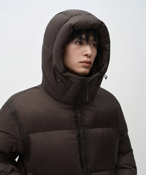 시어 립스탑 후디드 다운 재킷