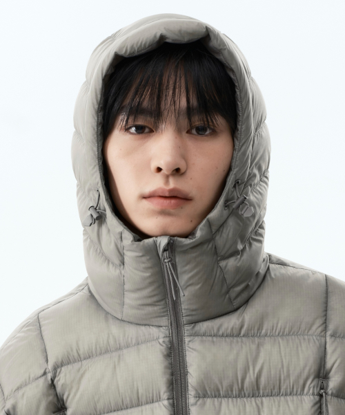 [시티 레저] 더블 포켓 후디드 라이트 다운 재킷 [웜 그레이]