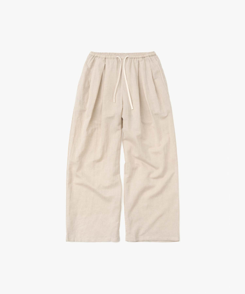 Two-Tuck Linen Like Pants_Ivory