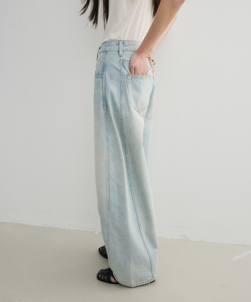 Summer Curved Denim Pants_Blue