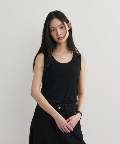 Sheered Cut Off Sleeveless_Black