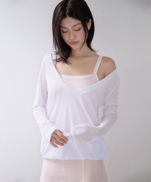CLOUD V-NECK SHELL WHITE