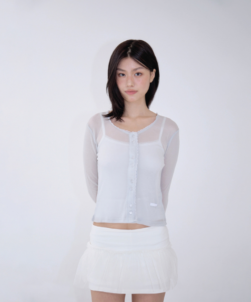 TULLE LAYERED MINI SKIRT VEIL WHITE