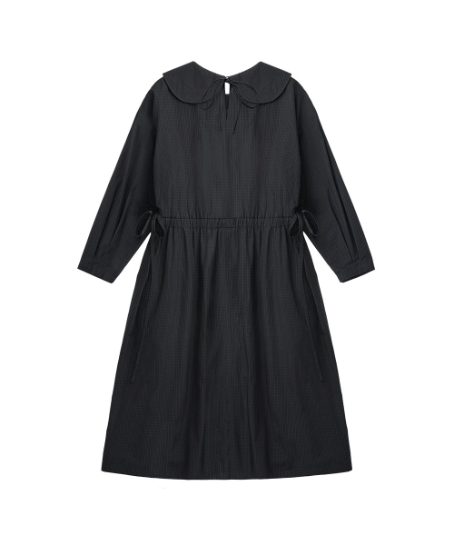 CHECK VOLUME DRESS - DARK GREEN