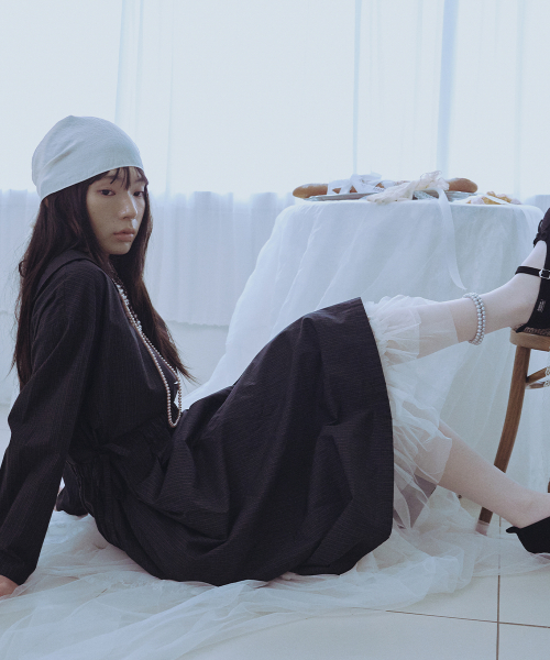CHECK VOLUME DRESS - DARK GREEN