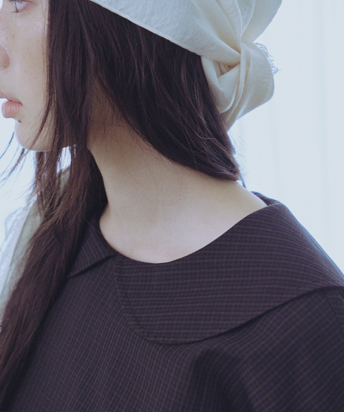 CHECK VOLUME DRESS - DARK GREEN