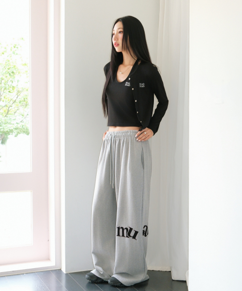 SIDE PATCH WIDE BANDING PANTS [GRAY]