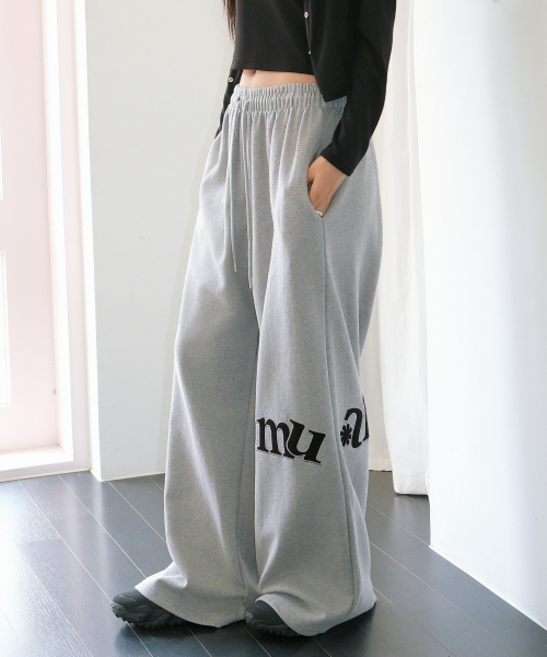 SIDE PATCH WIDE BANDING PANTS [GRAY]