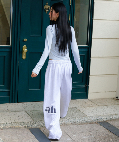SIDE PATCH WIDE BANDING PANTS [WHITE MELANGE]