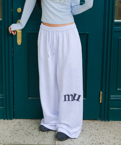 SIDE PATCH WIDE BANDING PANTS [WHITE MELANGE]