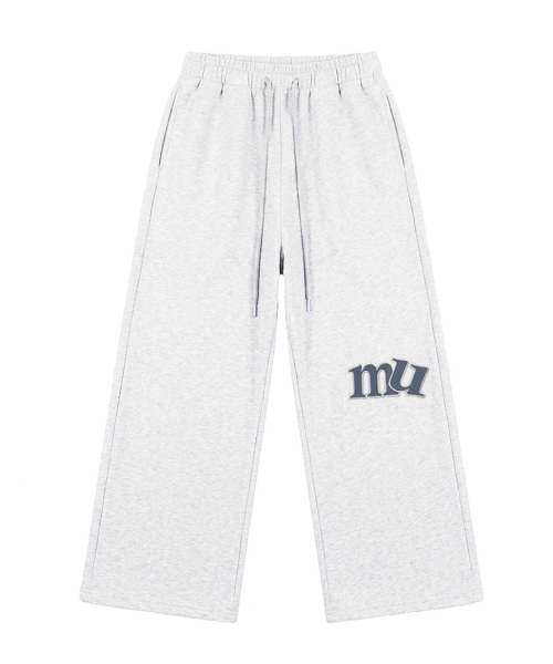 SIDE PATCH WIDE BANDING PANTS [WHITE MELANGE]