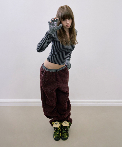 Teddy Wide Pants Burgundy