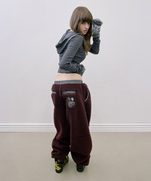 Teddy Wide Pants Burgundy