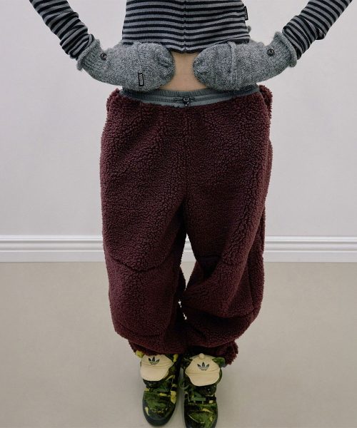 Teddy Wide Pants Burgundy