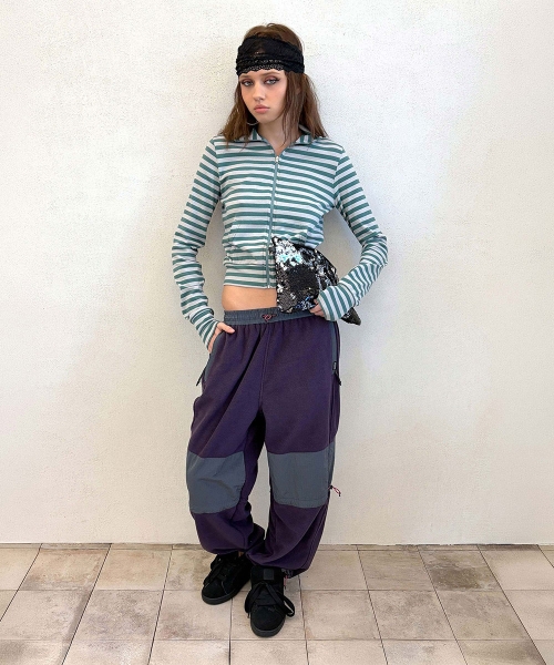 Fleece Colorblock Pants Deep Purple