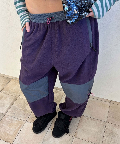 Fleece Colorblock Pants Deep Purple